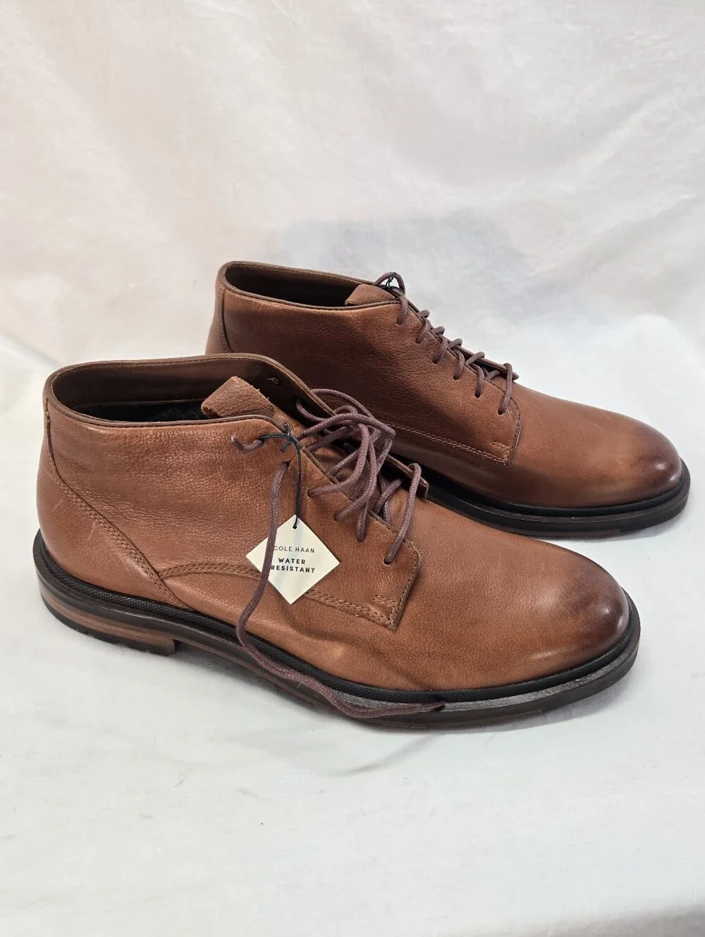 COLE HAAN Men's 10M Cranston Brown Leather Lace-Up Chukka Boots New